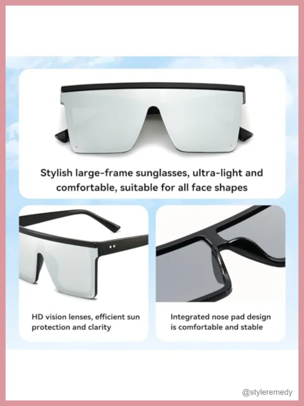 Oversized Square Flat Top Sunglasses for Women Men UV400